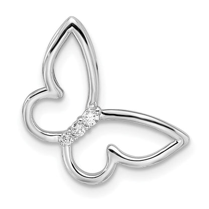 14K Weißgold Poliert Schmetterling Echt Diamant Kette Anhänger