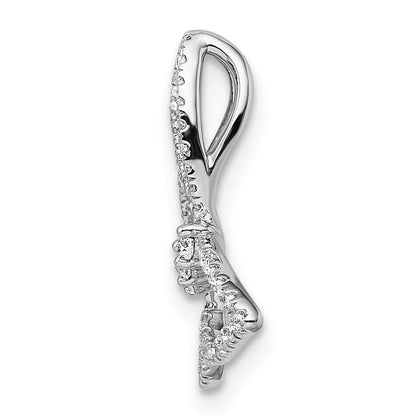 14K Weißgold Poliert Schmetterling Echt Diamant Kette Anhänger