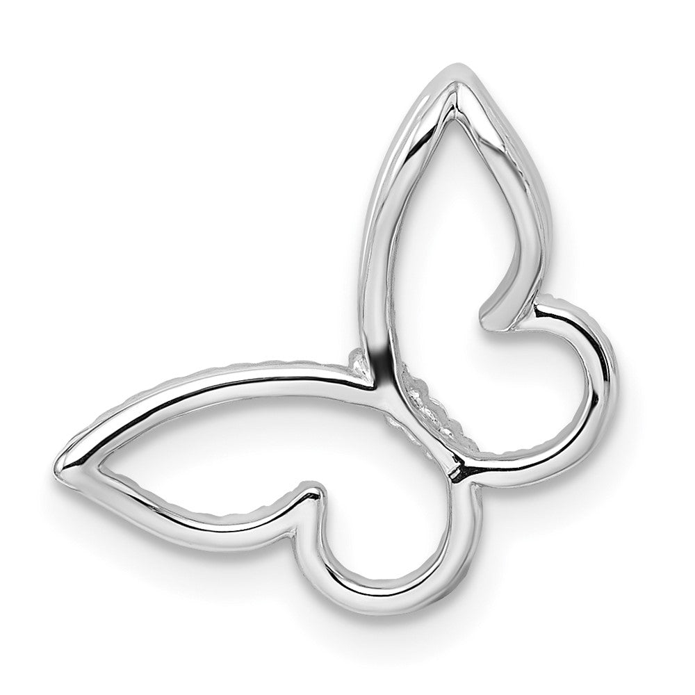 14K Weißgold Poliert Schmetterling Echt Diamant Kette Anhänger
