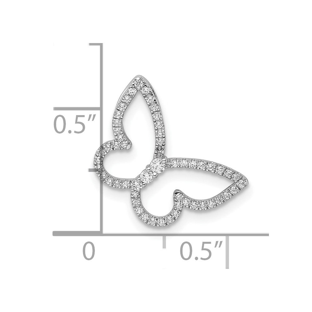 14K Weißgold Poliert Schmetterling Echt Diamant Kette Anhänger