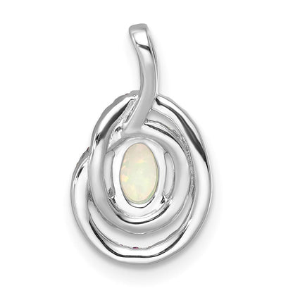14K Weißgold Rosa Turmalin/opal & Diamant Kette Anhänger