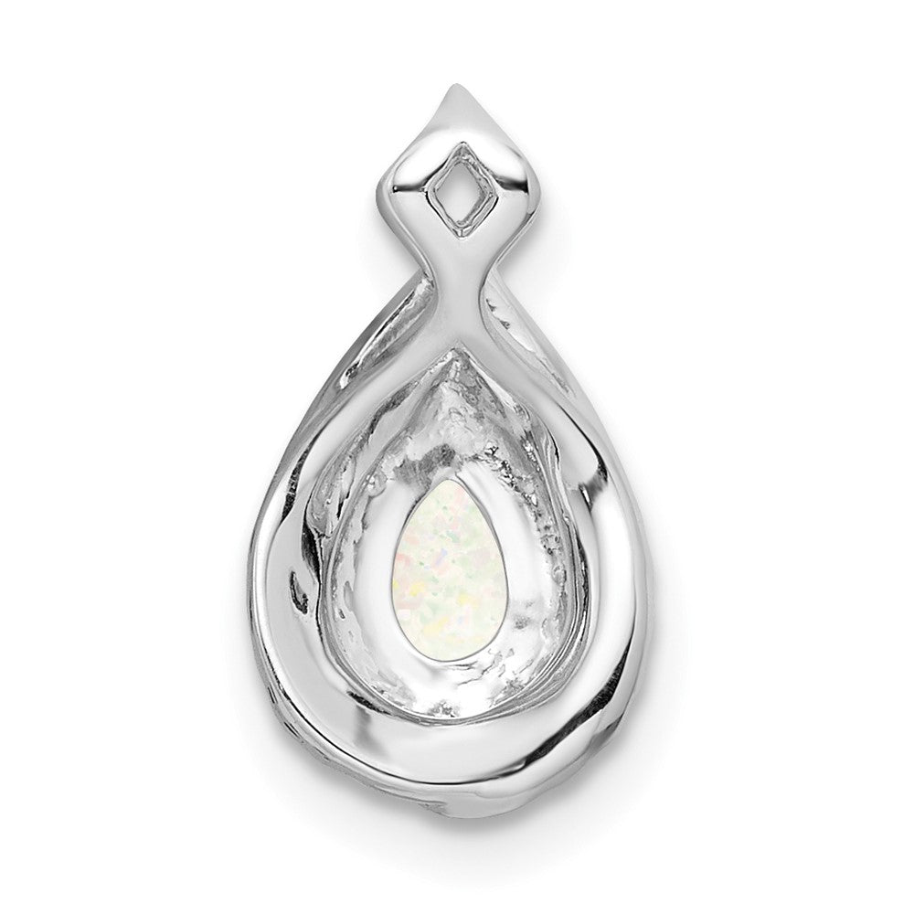14K Weißgold Poliert Tropfen Opal & Echt Diamant Kette Anhänger