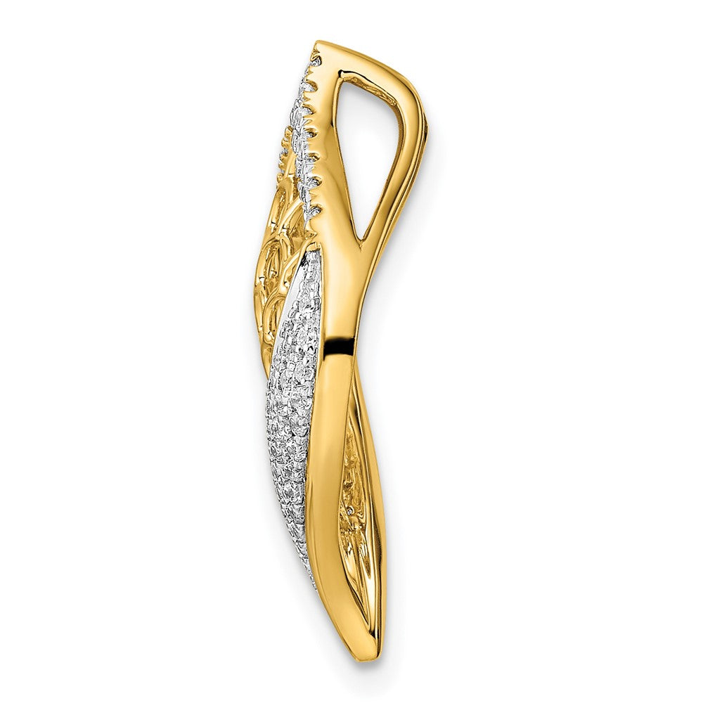 14K Gelbgold Poliert Fantasie Echt Diamant Anhänger