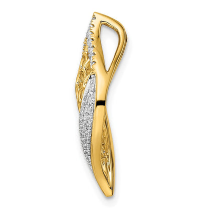 14K Gelbgold Poliert Fantasie Echt Diamant Anhänger