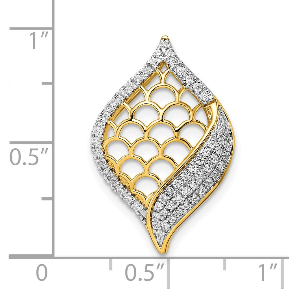 14K Gelbgold Poliert Fantasie Echt Diamant Anhänger