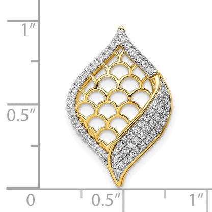 14K Gelbgold Poliert Fantasie Echt Diamant Anhänger