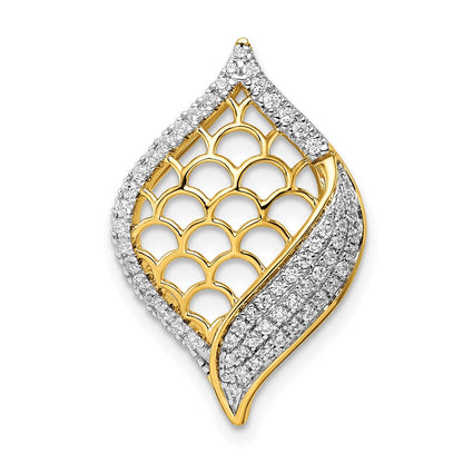 14K Gelbgold Poliert Fantasie Echt Diamant Anhänger