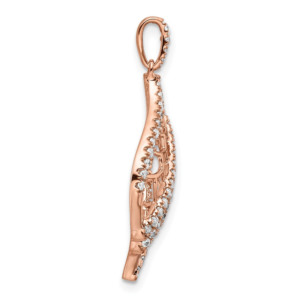 14K Roségold Poliert Fantasie Echt Diamant Kette Anhänger