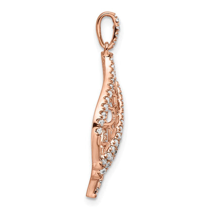 14K Roségold Poliert Fantasie Echt Diamant Kette Anhänger
