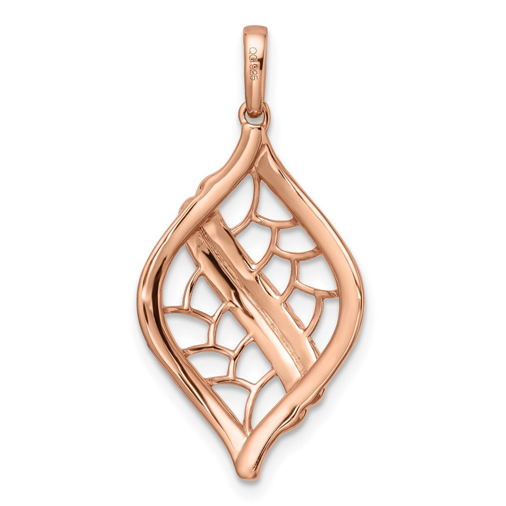 14K Roségold Poliert Fantasie Echt Diamant Kette Anhänger