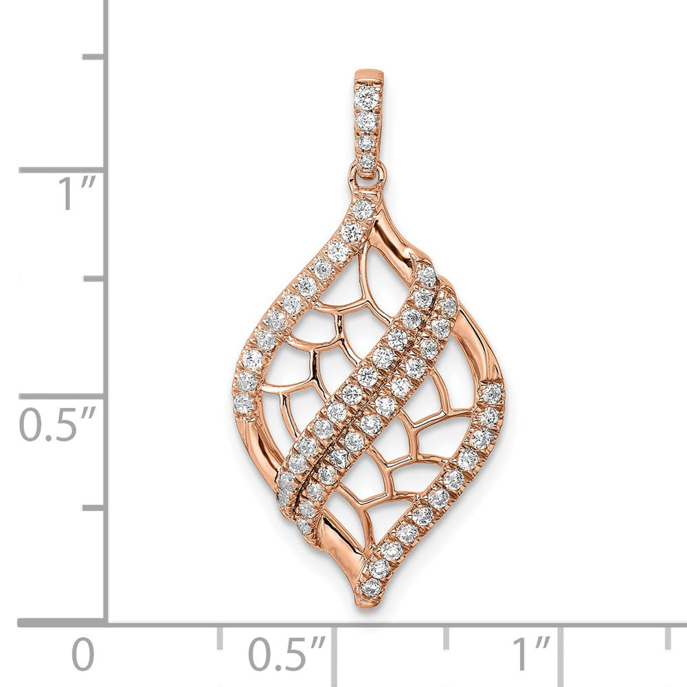 14K Roségold Poliert Fantasie Echt Diamant Kette Anhänger