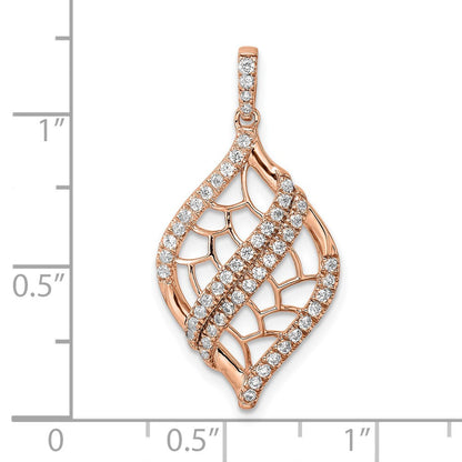 14K Roségold Poliert Fantasie Echt Diamant Kette Anhänger