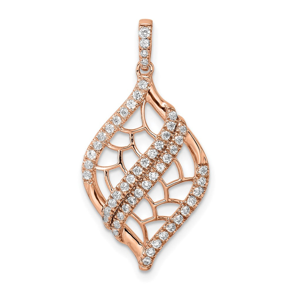 14K Roségold Poliert Fantasie Echt Diamant Kette Anhänger