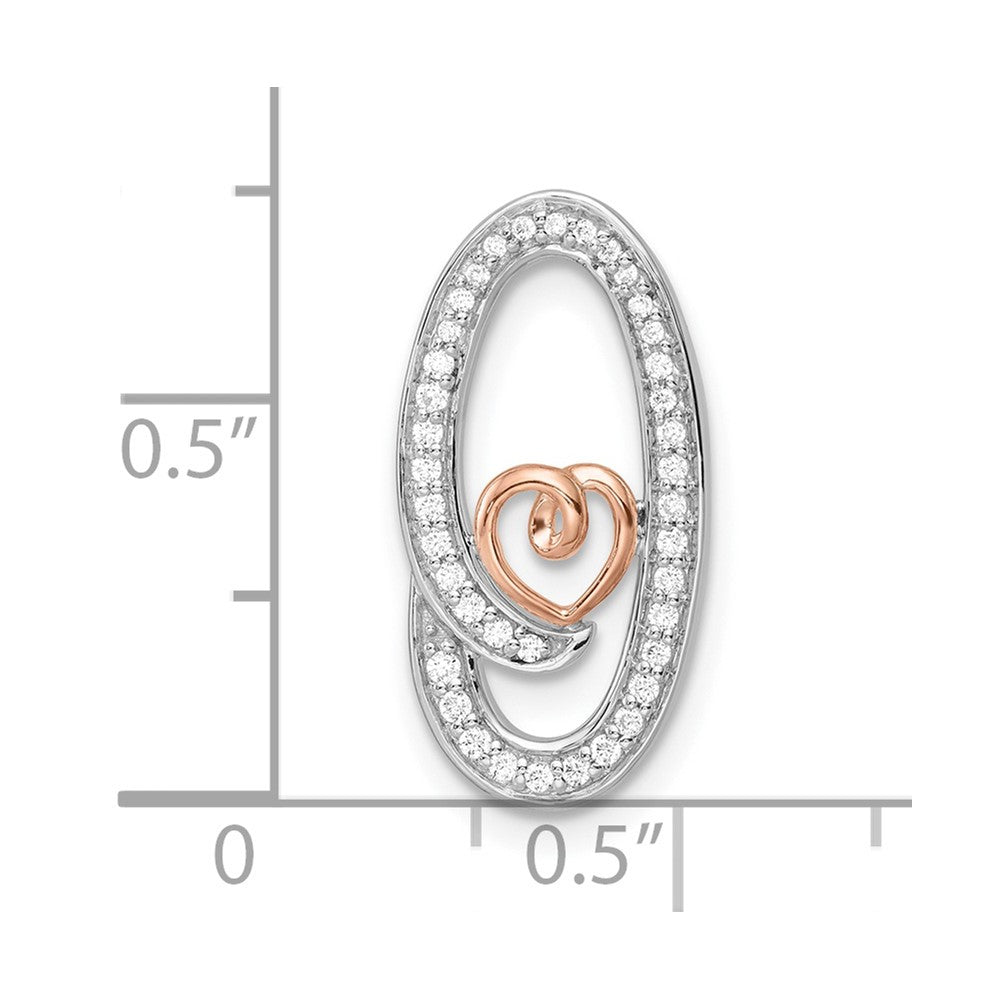 14K Bicolor Gold Weiß und Rose Oval mit Herz Echt Diamant Kette Anhänger