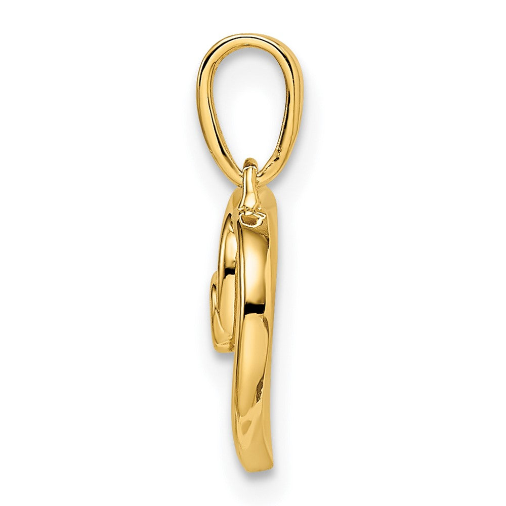 14K Gelbgold Polierter Herz-Anhänger mit echtem Diamant