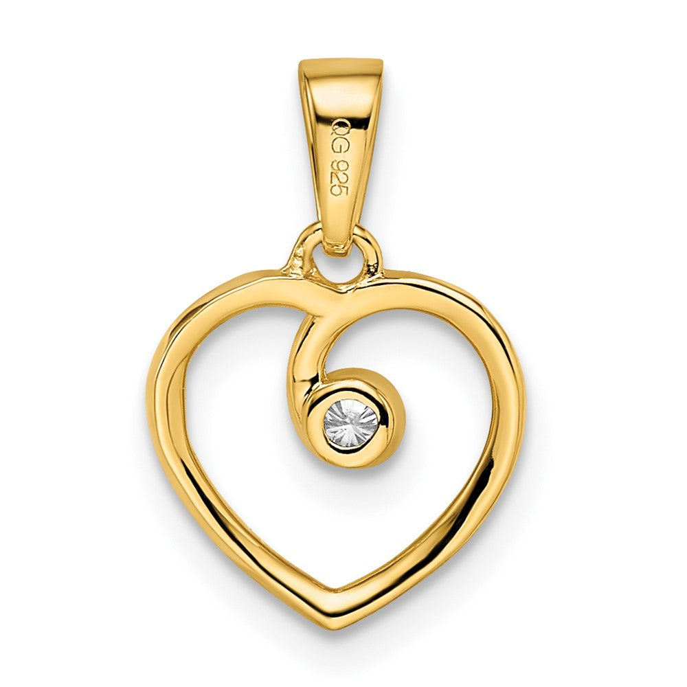 14K Gelbgold Polierter Herz-Anhänger mit echtem Diamant