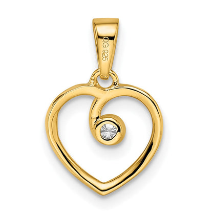 14K Gelbgold Polierter Herz-Anhänger mit echtem Diamant