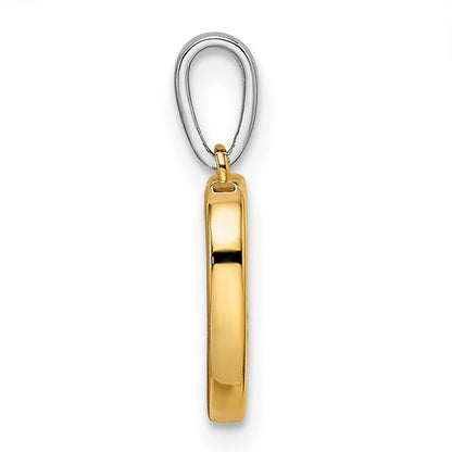 14K Bicolor Gold Herz-Anhänger mit echten Diamanten, baumelnd