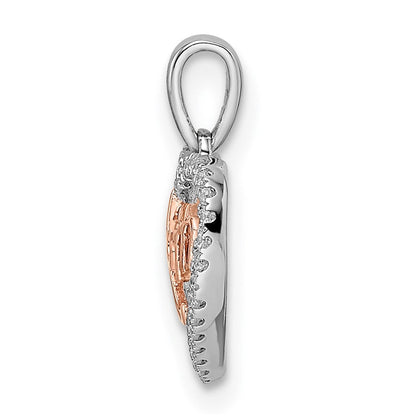 14K Bicolor Gold Herz-Anhänger „Mom“ mit echten Diamanten in Weiß und Rosé