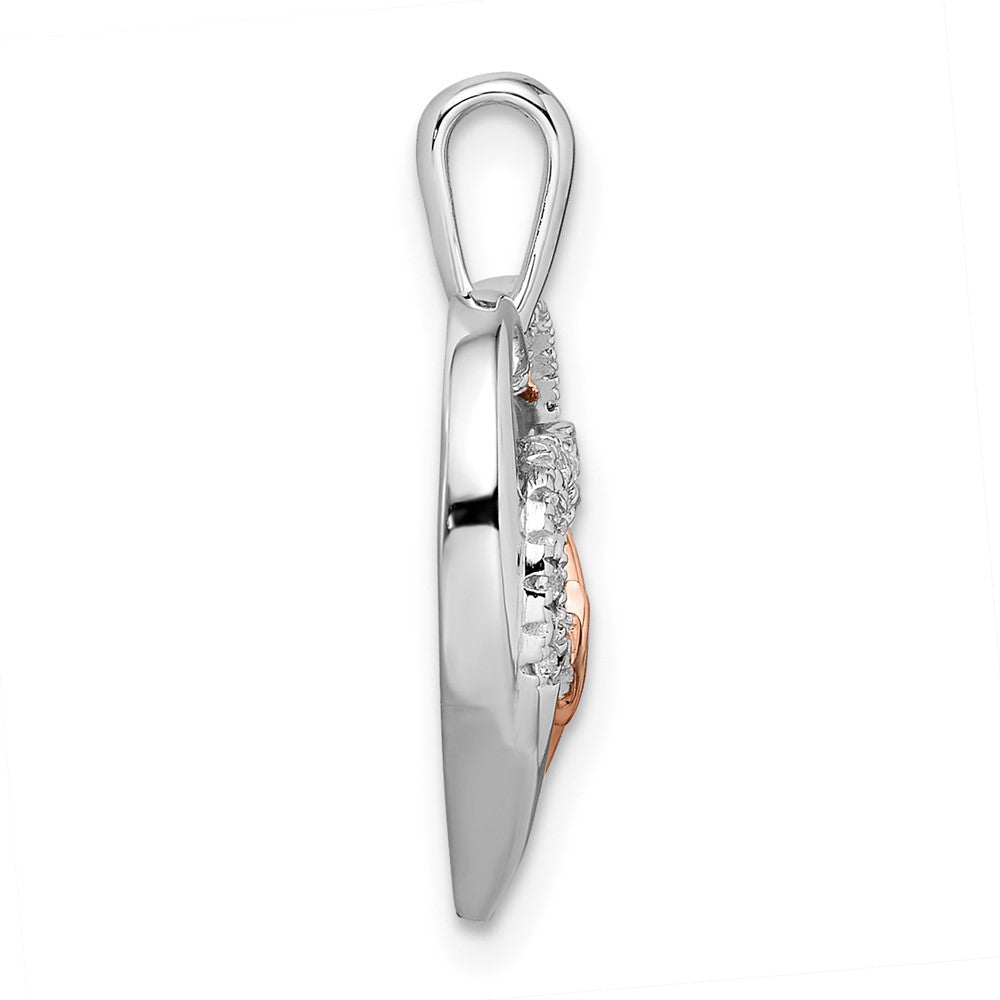 14K Weiß-Rosé Bicolor-Gold Herzschlag-Herz-Anhänger mit echtem Diamant