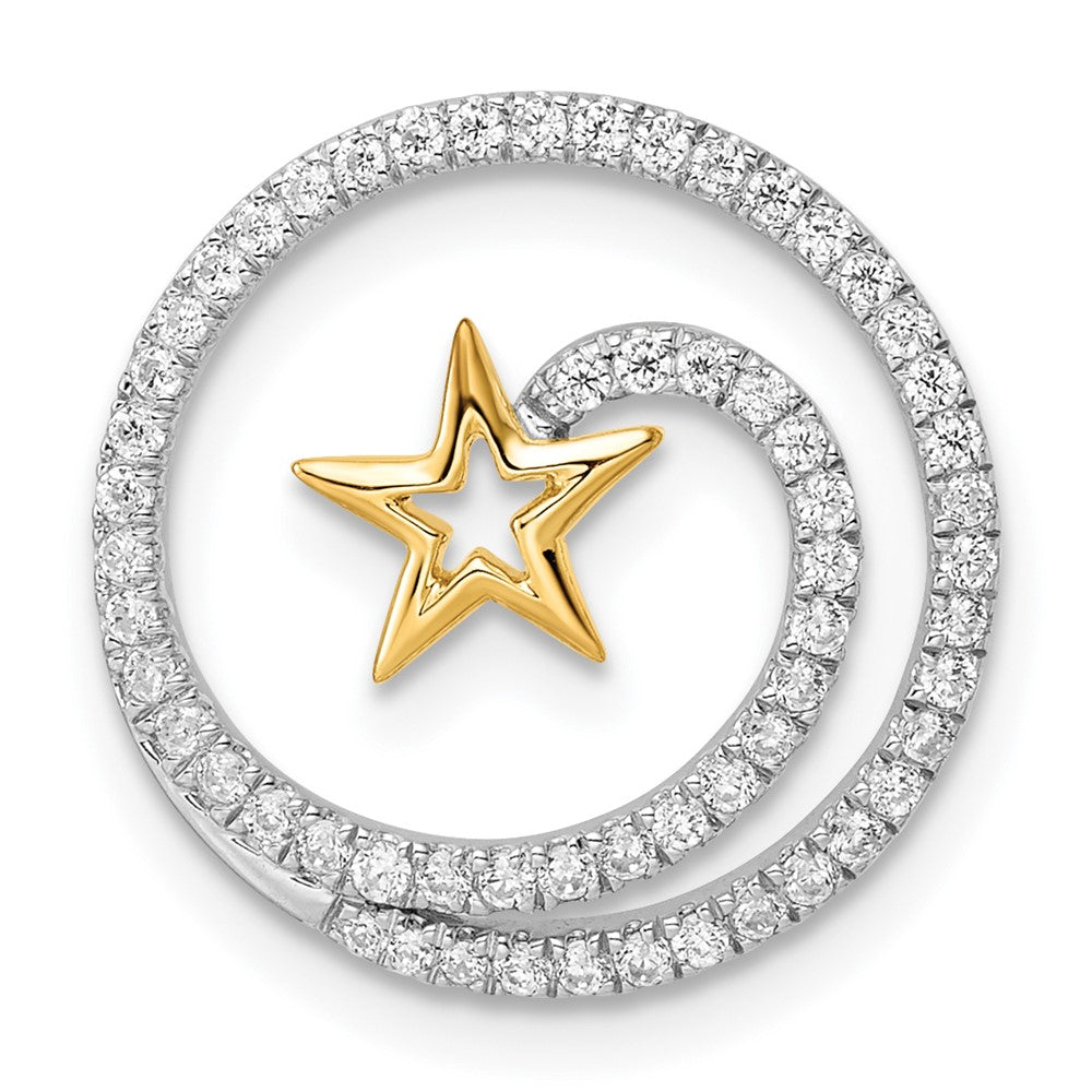 14K Bicolor Gold Kreis mit Stern Echt Diamant Kette Anhänger