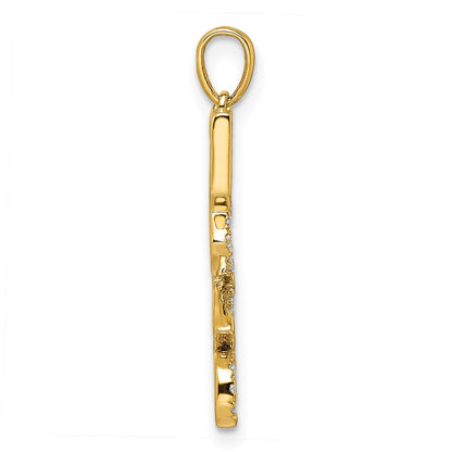 14K Gelbgold Polierter LOVE Anhänger mit echtem Diamant