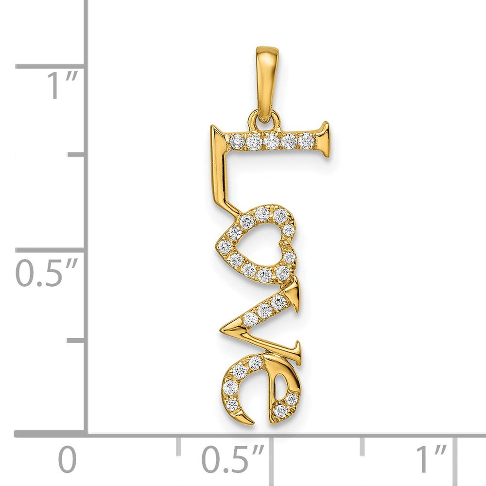 14K Gelbgold Polierter LOVE Anhänger mit echtem Diamant