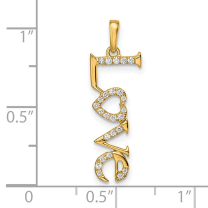 14K Gelbgold Polierter LOVE Anhänger mit echtem Diamant