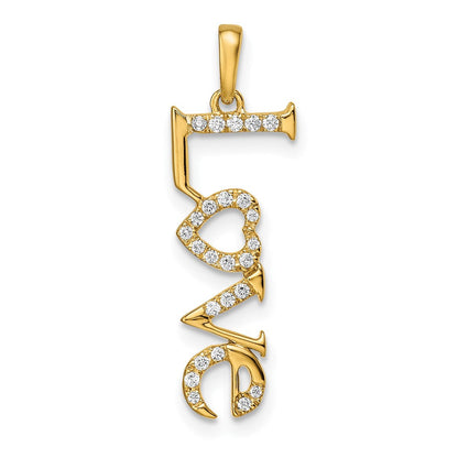 14K Gelbgold Polierter LOVE Anhänger mit echtem Diamant