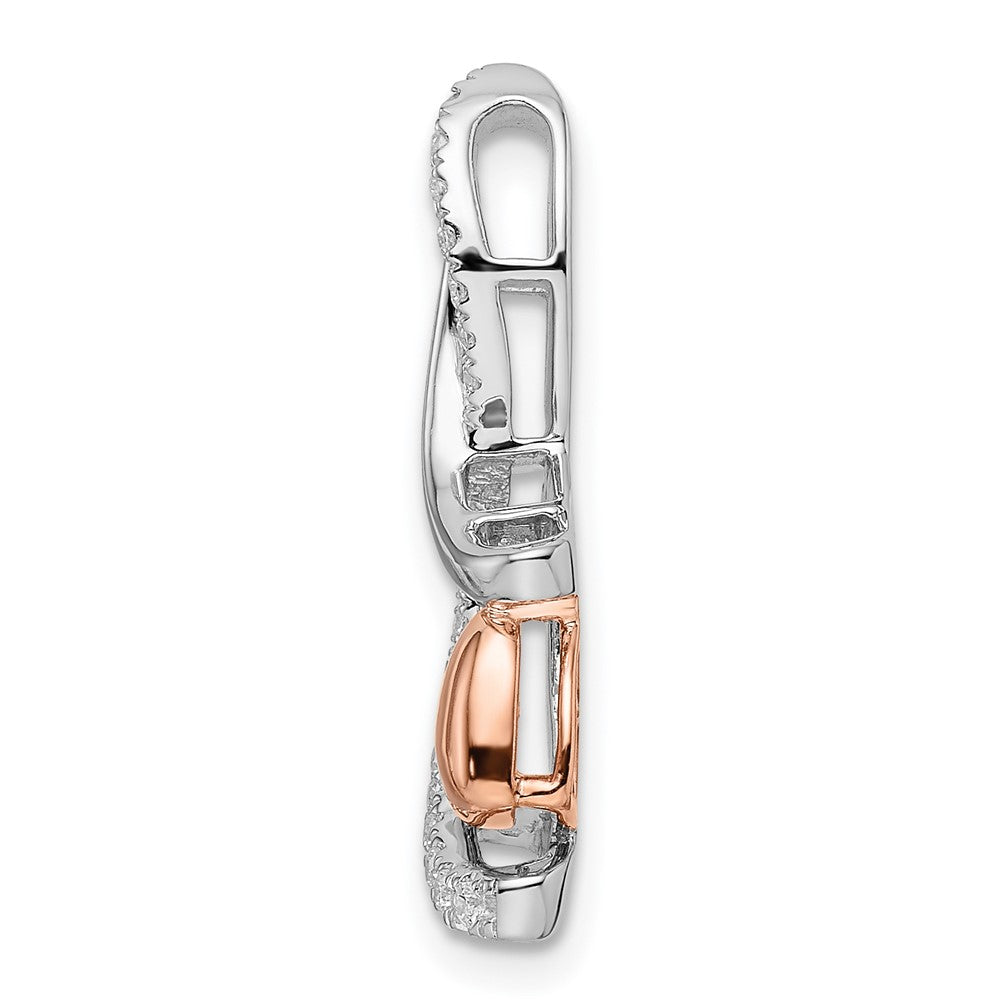 14K Bicolor Gold Weiß und Rose Herz Echt Diamant Kette Anhänger