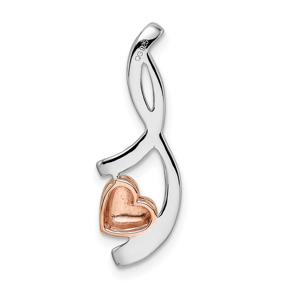 14K Bicolor Gold Weiß und Rose Herz Echt Diamant Kette Anhänger