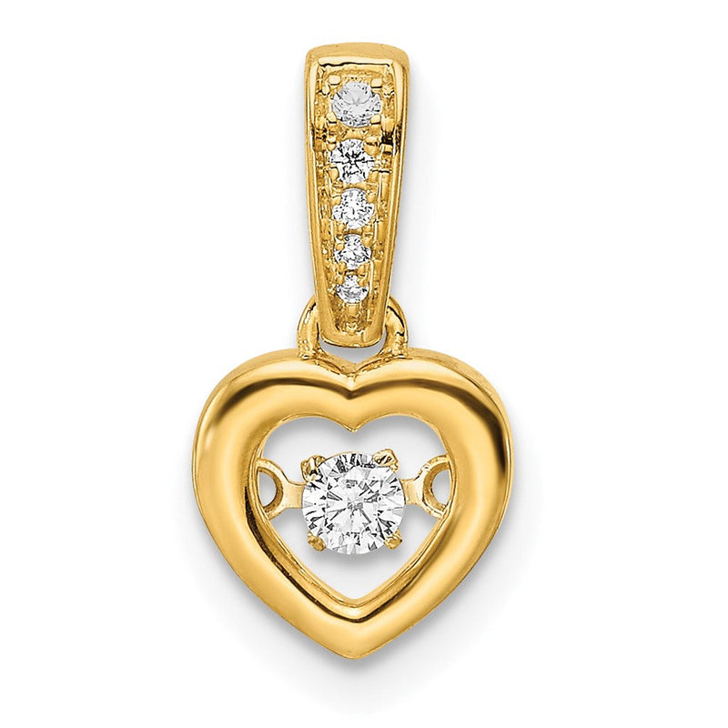 14K Gelbgold Herz-Anhänger mit echten Diamanten, poliert, hängend