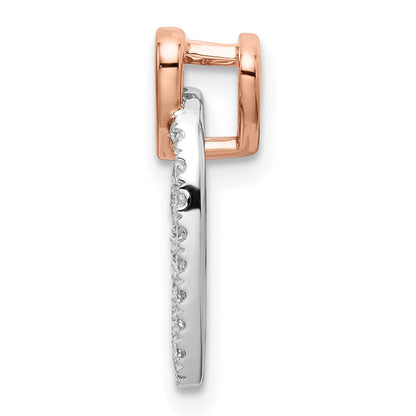 14K Bicolor Roségold und Weißgold Doppelherz-Kettengleitanhänger mit 0,25 ct. laborgezüchtetem Diamant VS/SI+ G+