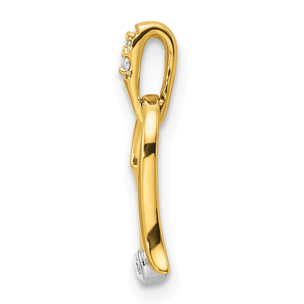 14K Bicolor-Gold polierter Herz-Anhänger mit echten Diamanten