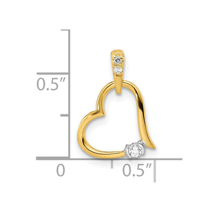 14K Bicolor-Gold polierter Herz-Anhänger mit echten Diamanten