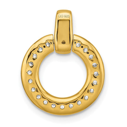 14K Gelbgold Poliert Rund Echt Diamant Kette Anhänger