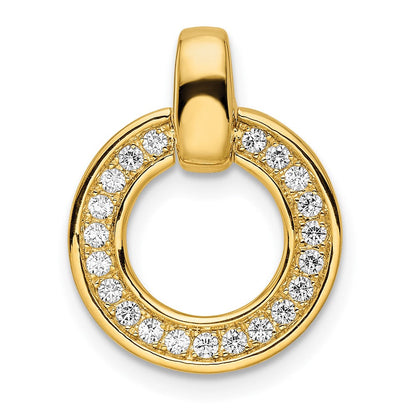 14K Gelbgold Poliert Rund Echt Diamant Kette Anhänger