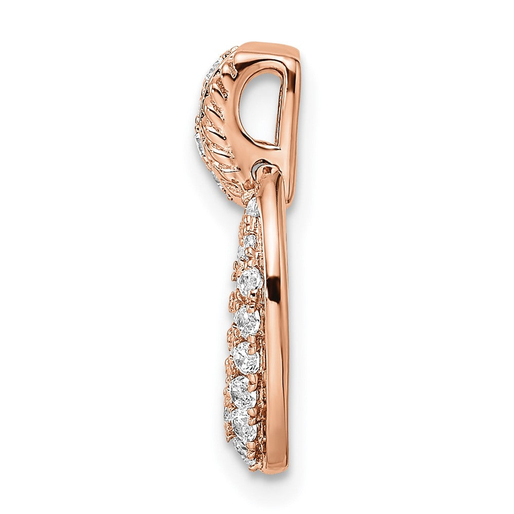 14K Roségold Poliert Tropfen Echt Diamant Kette Anhänger