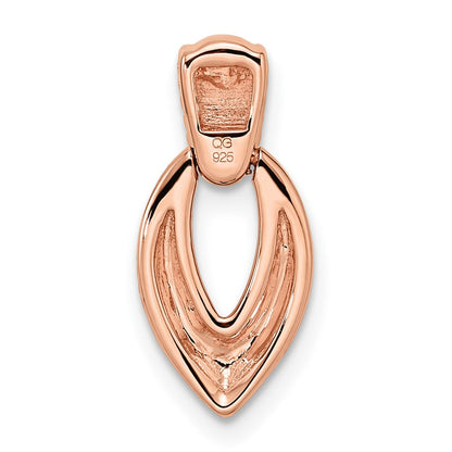 14K Roségold Poliert Tropfen Echt Diamant Kette Anhänger