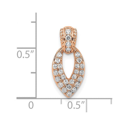 14K Roségold Poliert Tropfen Echt Diamant Kette Anhänger