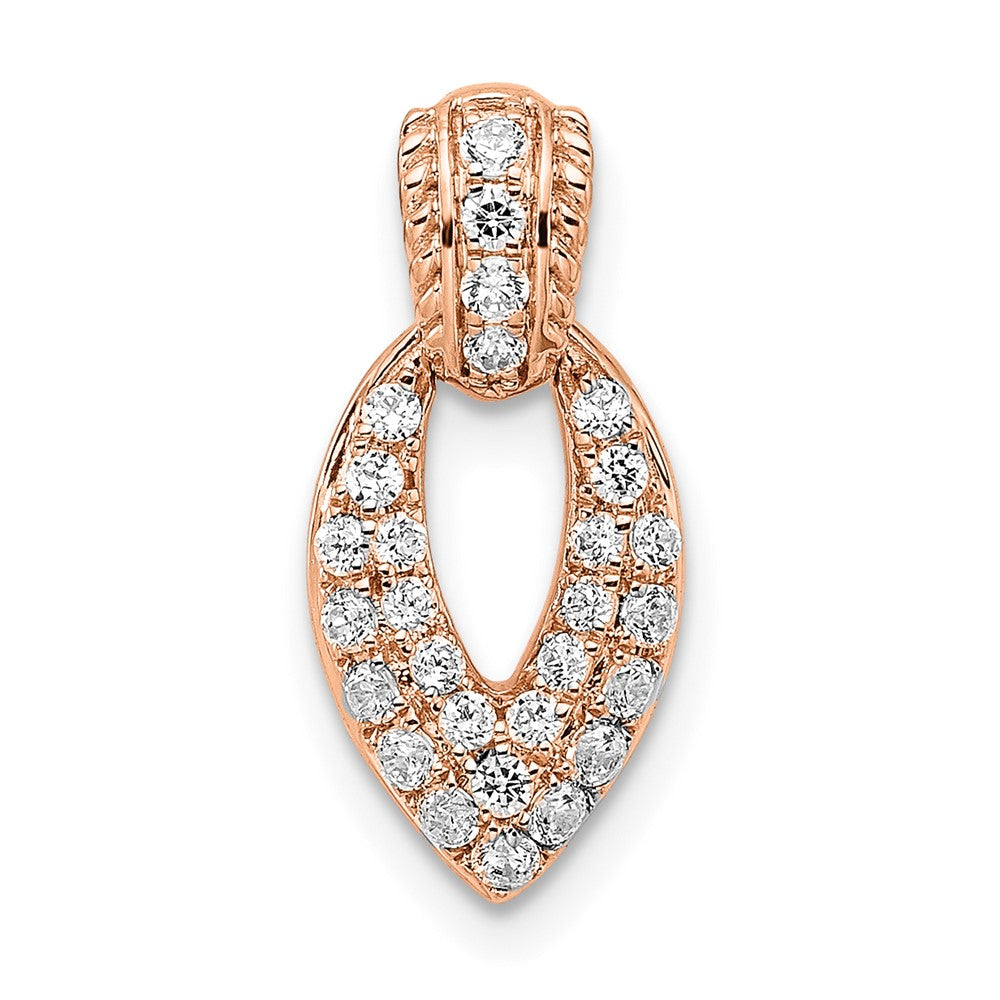 14K Roségold Poliert Tropfen Echt Diamant Kette Anhänger