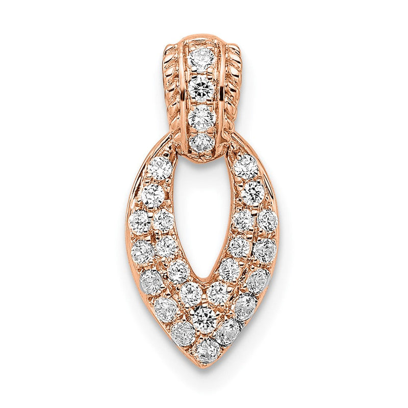 14K Roségold Poliert Tropfen Echt Diamant Kette Anhänger