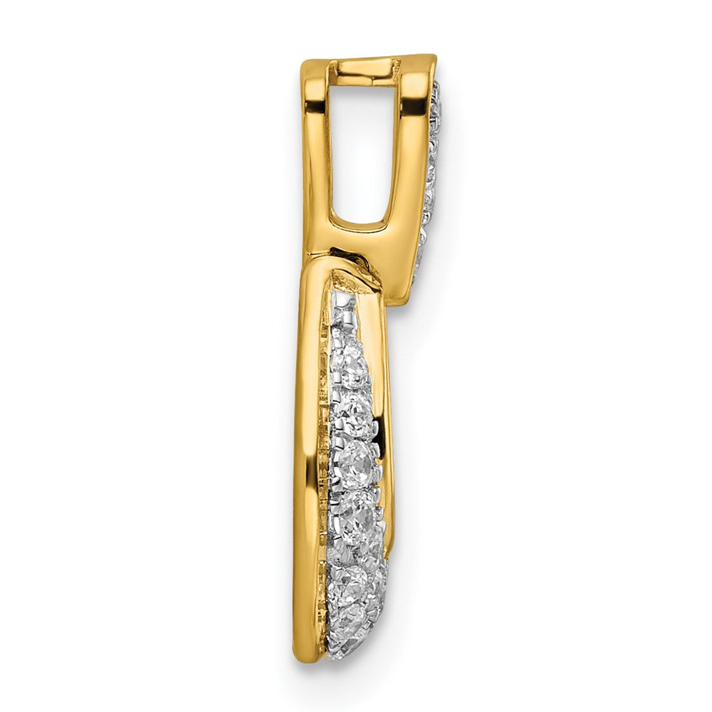14K Gelbgold Poliert Tropfen Echt Diamant Kette Anhänger
