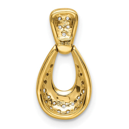 14K Gelbgold Poliert Tropfen Echt Diamant Kette Anhänger