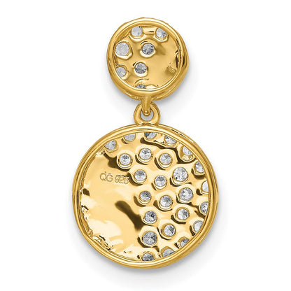 14K Gelbgold Poliert Doppelt Kreis Echt Diamant Kette Anhänger