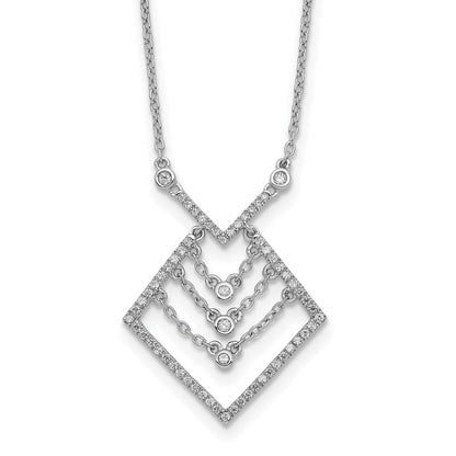 14K Weißgold Echt Diamant 18 Zoll Halskette
