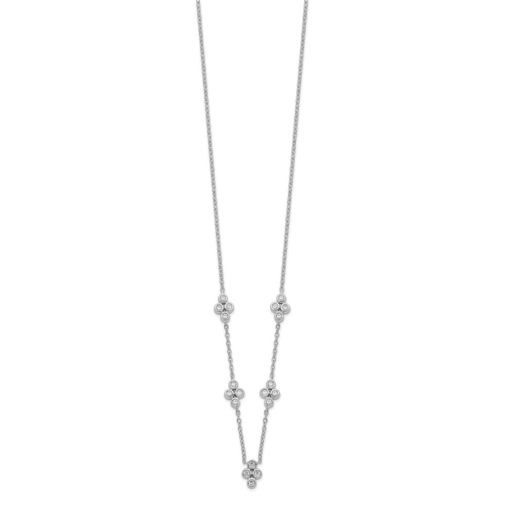 14K Weißgold 5-station Echt Diamant 18 Zoll Halskette