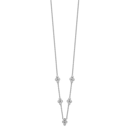 14K Weißgold 5-station Echt Diamant 18 Zoll Halskette