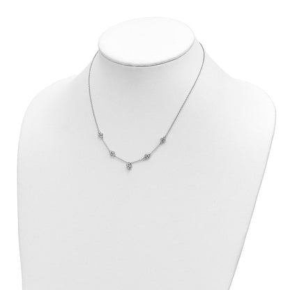 14K Weißgold 5-station Echt Diamant 18 Zoll Halskette