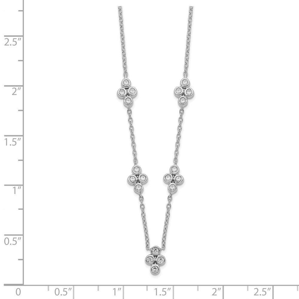 14K Weißgold 5-station Echt Diamant 18 Zoll Halskette